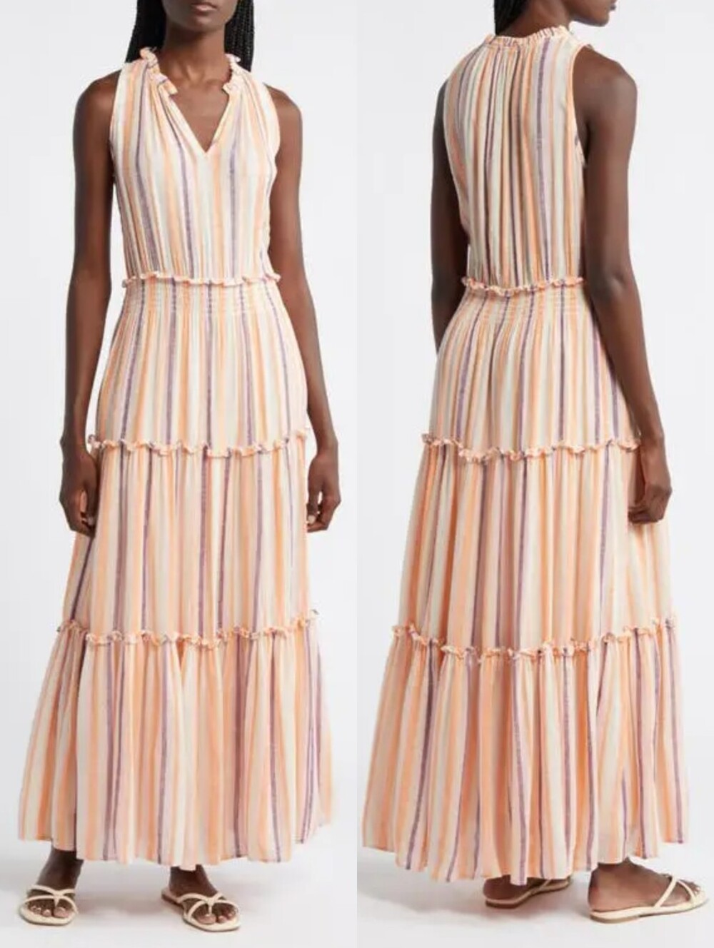 Rails Loulou Stripe Sleeveless Linen Blend Maxi Dress NWT Large